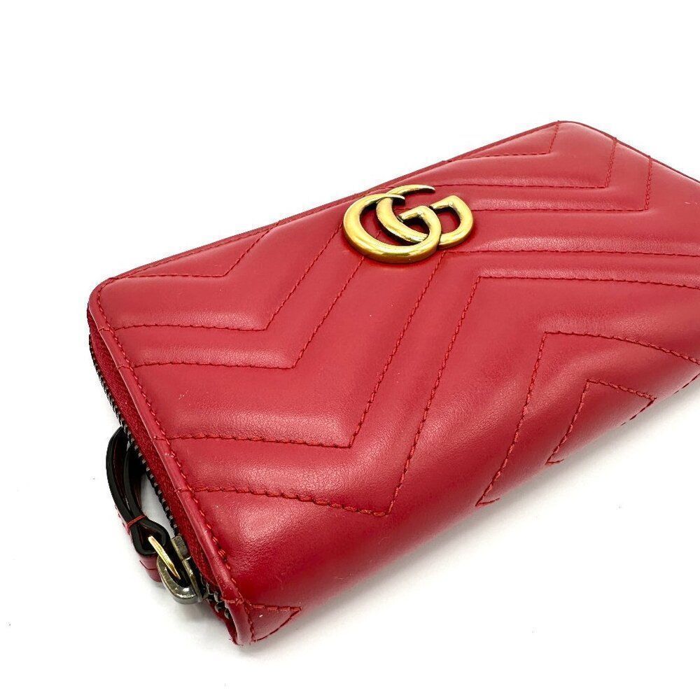 Gucci Red Chevron GG Marmont XL Zippy Long Wallet - Picture 6 of 8